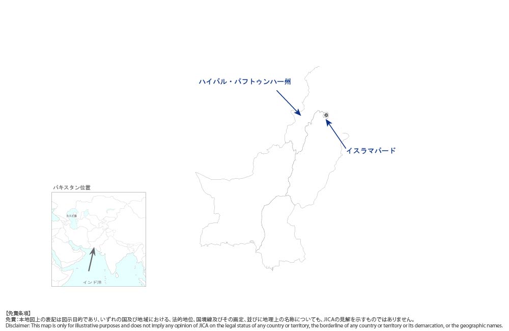 国境地域農業普及員能力向上プロジェクトの協力地域の地図