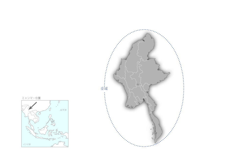初等教育カリキュラム改訂プロジェクトの協力地域の地図