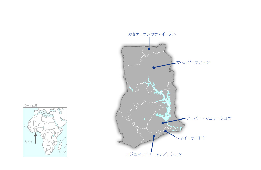 初中等教員の資質向上・管理政策制度化支援プロジェクトの協力地域の地図