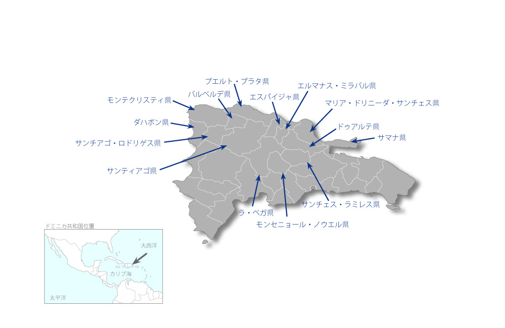 北部地域における持続的なコミュニティを基礎とした観光開発のためのメカニズム強化プロジェクトの協力地域の地図