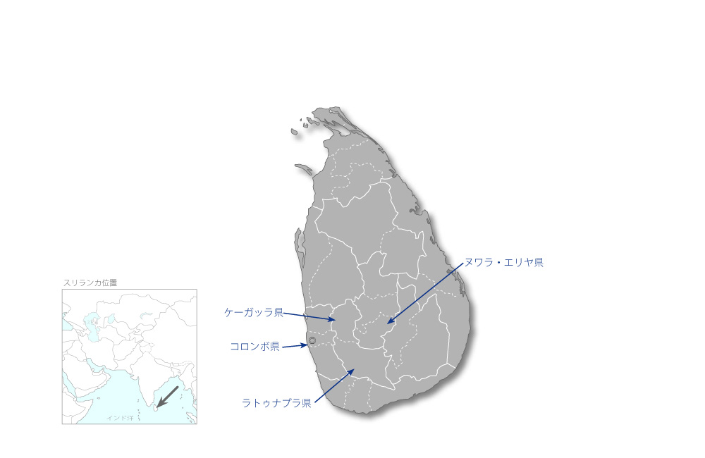 水質管理能力向上プロジェクトの協力地域の地図