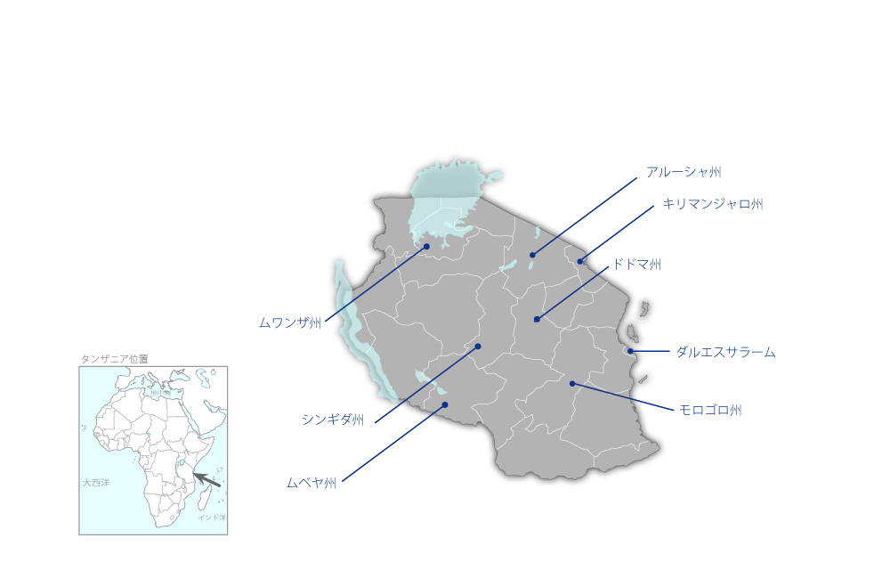 品質・生産性向上（カイゼン）による製造業企業強化プロジェクト　フェーズ2の協力地域の地図