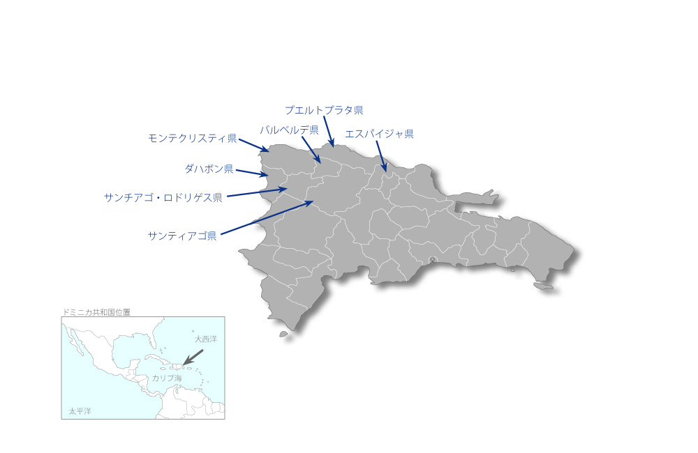 北シバオ地域における地方自治体計画策定能力強化プロジェクトの協力地域の地図