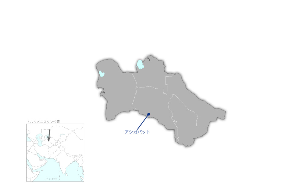 アシガバット市地域における地震モニタリングシステム改善プロジェクトの協力地域の地図