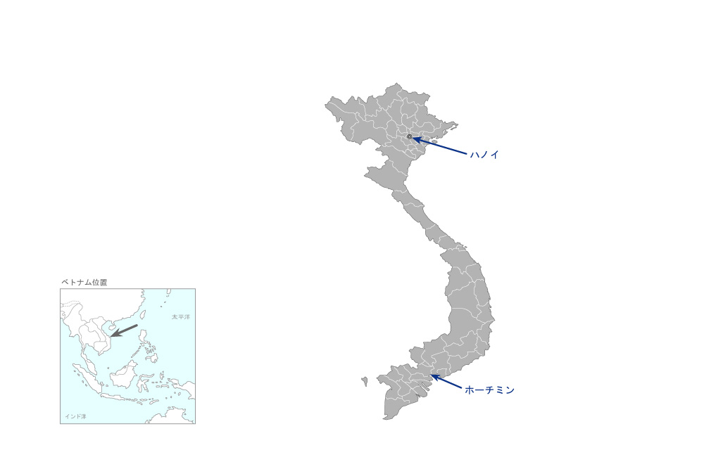中小企業振興・産業基盤強化プロジェクトの協力地域の地図