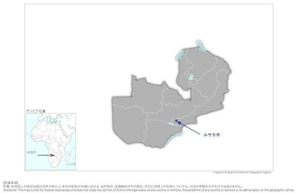 ルサカ市きれいな街プロジェクトの協力地域の地図