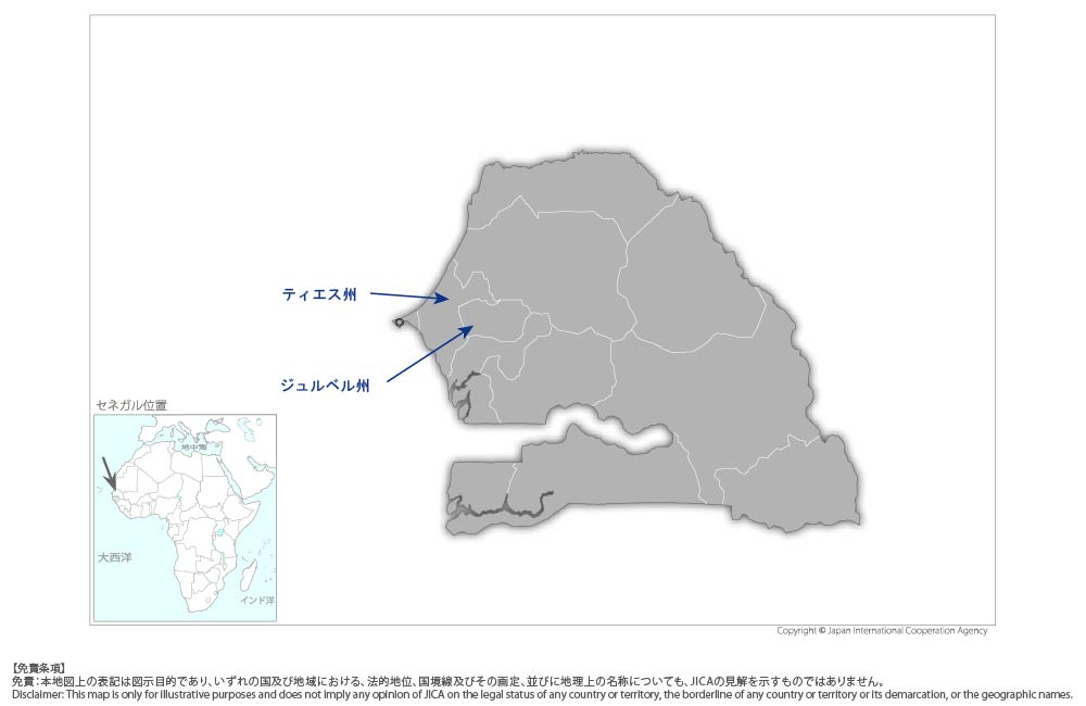 非感染性疾患対策強化プロジェクトの協力地域の地図