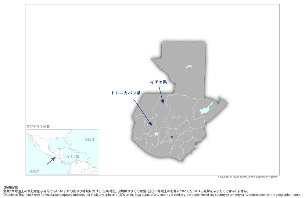 プライマリ・ヘルス・ケアを通じた母子栄養改善プロジェクトの協力地域の地図