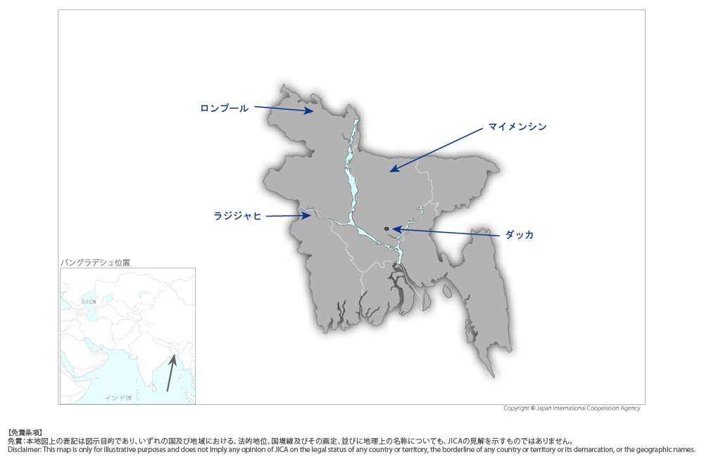 マルチステークホルダー連携による小規模園芸農家のための市場志向型農業振興プロジェクトの協力地域の地図