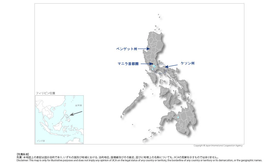 園芸作物におけるフードバリューチェーン改善プロジェクトの協力地域の地図