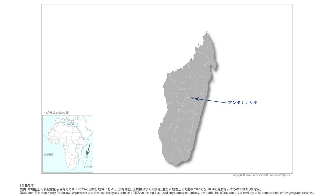 アンタナナリボ廃棄物管理体制強化プロジェクトの協力地域の地図