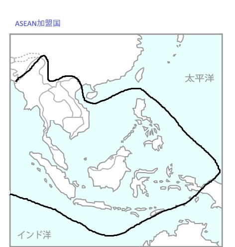 ASEAN-JICA フードバリューチェーン開発支援プロジェクトの協力地域の地図