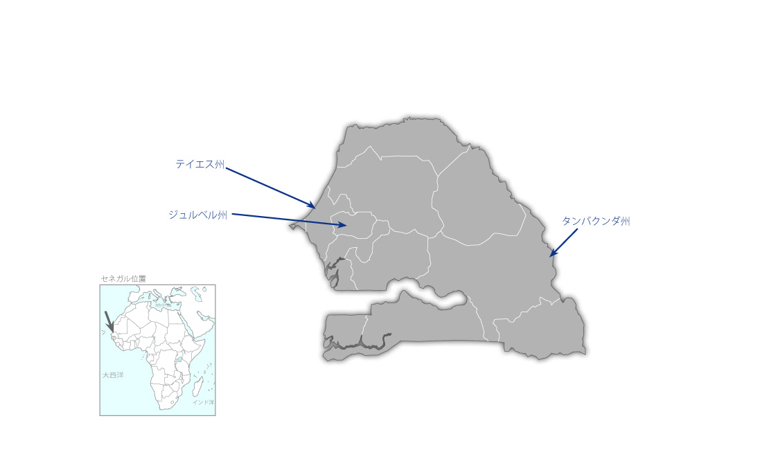 コミュニティ健康保険制度強化プロジェクト（Doleel CMUフェーズ2）の協力地域の地図