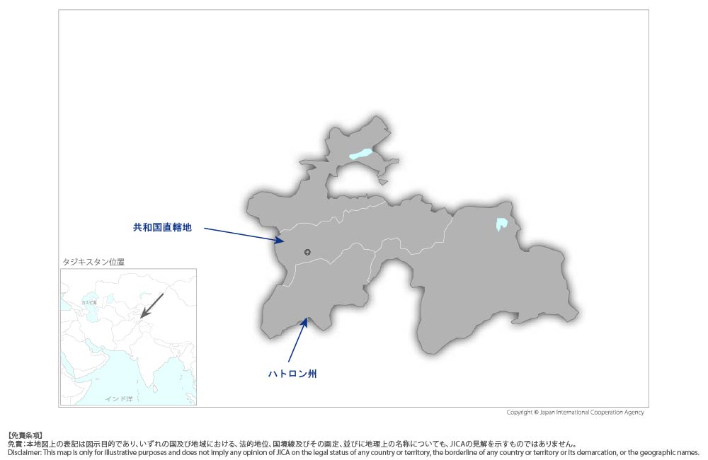 プライマリヘルスケアサービスの質の改善プロジェクトの協力地域の地図