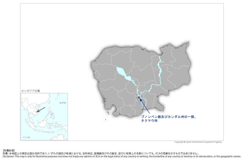 プノンペン都総合都市交通管理能力強化プロジェクトの協力地域の地図