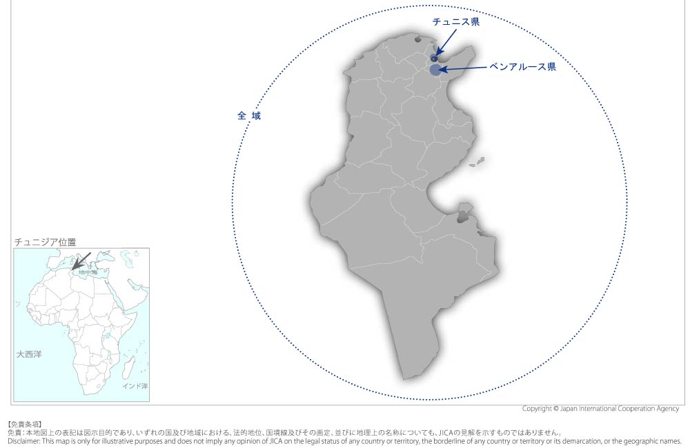 橋梁維持管理計画策定改善プロジェクトの協力地域の地図