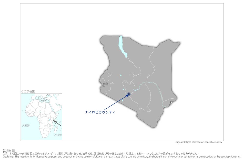 道路交通事故に対する安全管理体制強化プロジェクトの協力地域の地図