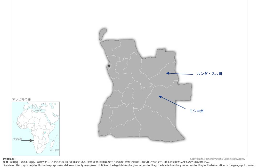 東部地域稲作振興プロジェクトの協力地域の地図