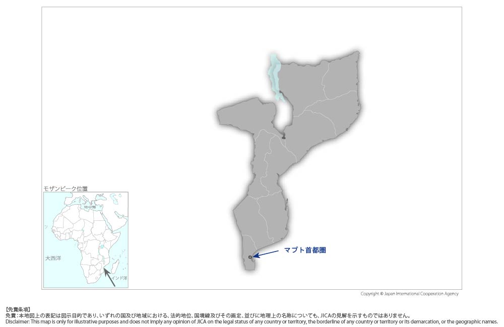 マプト市都市公共交通改善支援プロジェクトの協力地域の地図