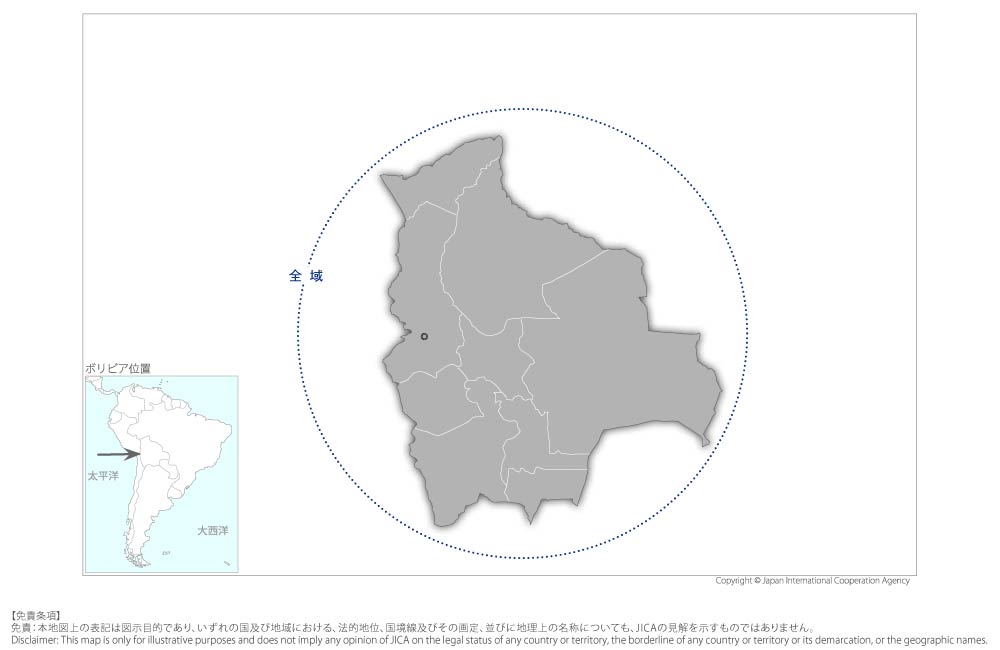 森林火災対策のための衛星画像利用促進能力強化プロジェクトの協力地域の地図