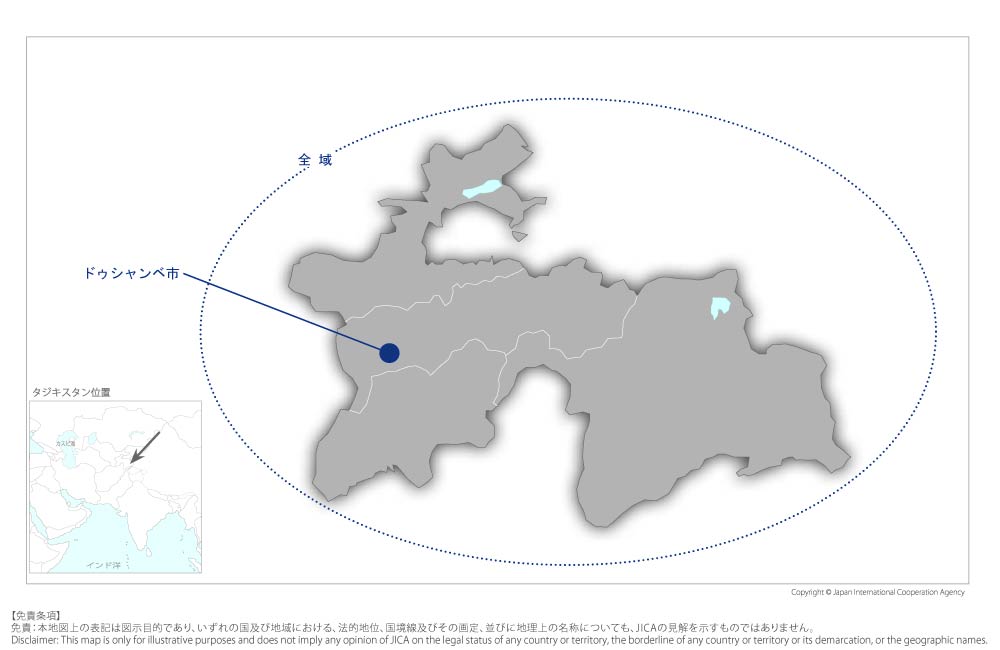 スモールビジネス・インキュベーション・プロジェクトの協力地域の地図