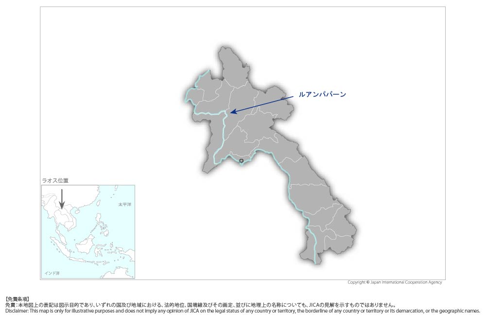 ルアンパバーンにおける持続可能な都市開発・交通管理プロジェクトの協力地域の地図