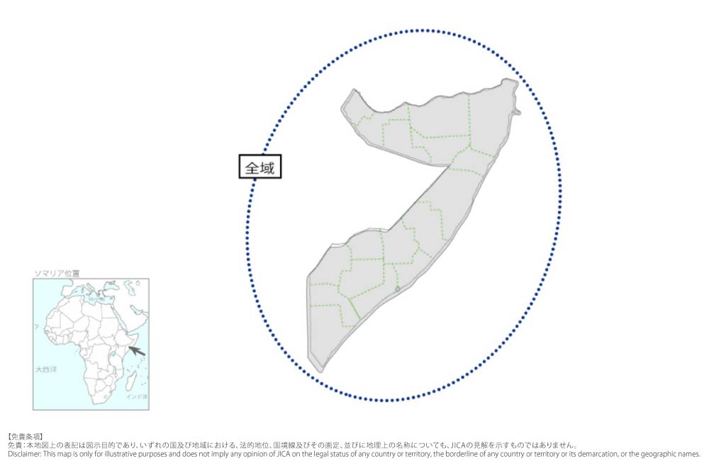 若者と脆弱層の雇用及び起業促進に係る能力強化プロジェクトの協力地域の地図