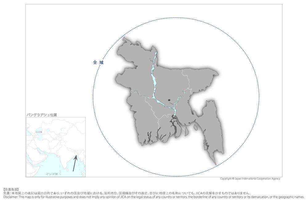 大気質管理能力向上プロジェクトの協力地域の地図