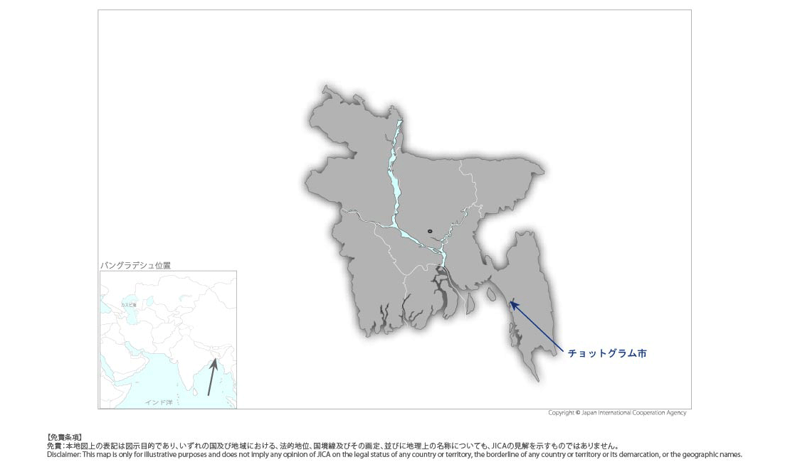 チョットグラム上下水道公社経営改善プロジェクトの協力地域の地図