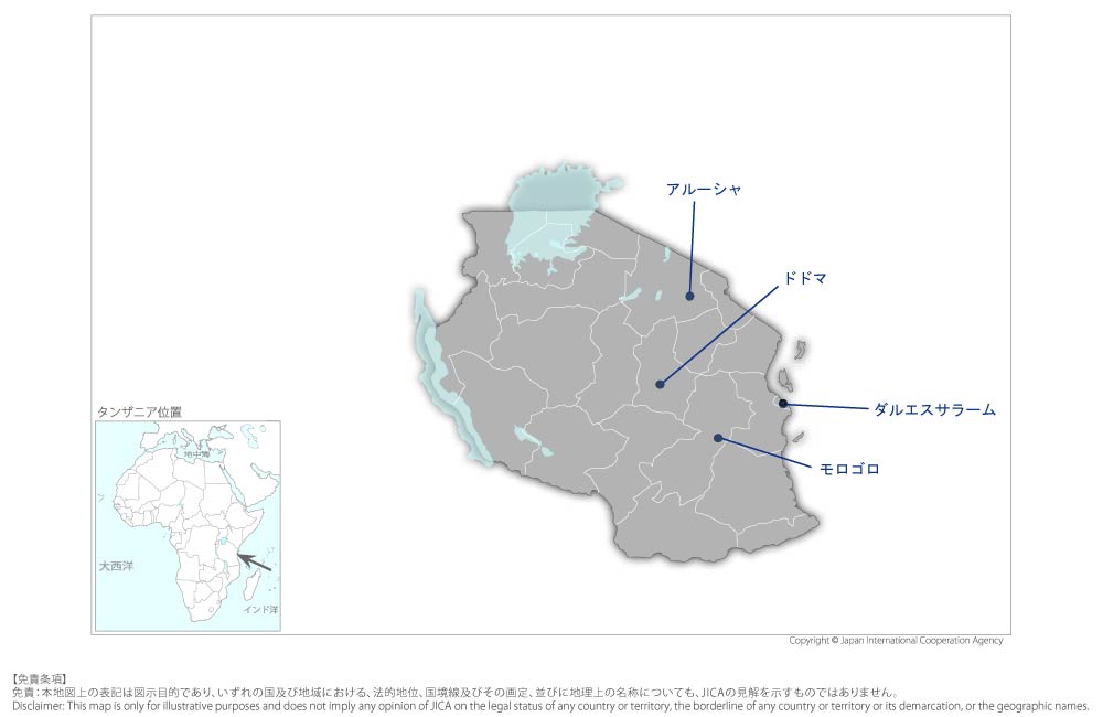 市場価値のある産業人材育成プロジェクトの協力地域の地図