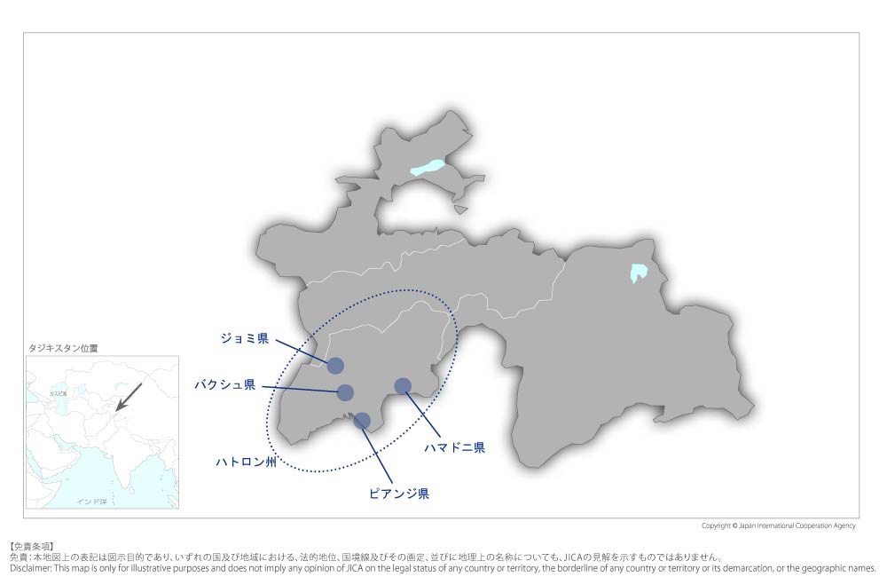 従量制課金制度導入を通じた給水運営能力強化プロジェクトの協力地域の地図