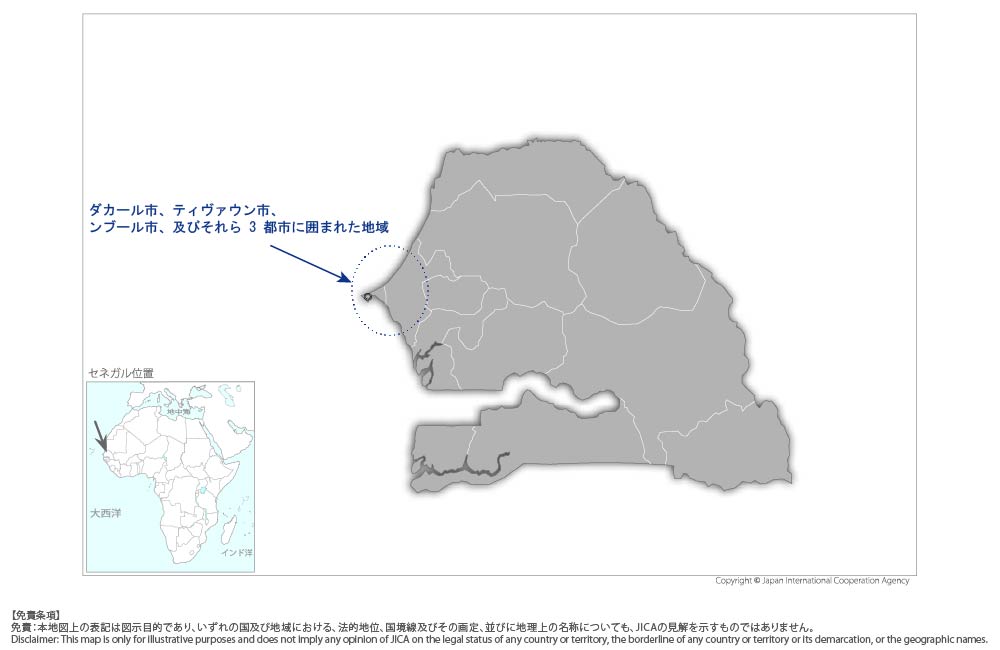 測地網近代化のための能力強化プロジェクト　の協力地域の地図