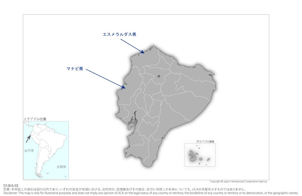 沿岸地域における生態系保全能力強化プロジェクトの協力地域の地図