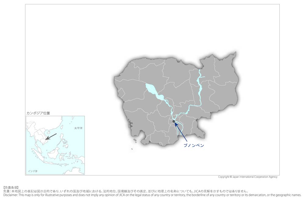 カンボジア日本人材開発センター起業家育成・ビジネス交流拠点機能拡充プロジェクトフェーズ３の協力地域の地図