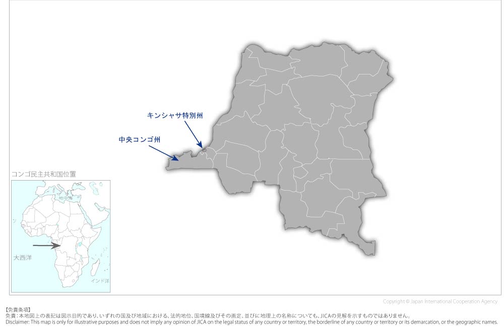 感染症疫学サーベイランスシステム強化プロジェクト フェーズ２の協力地域の地図