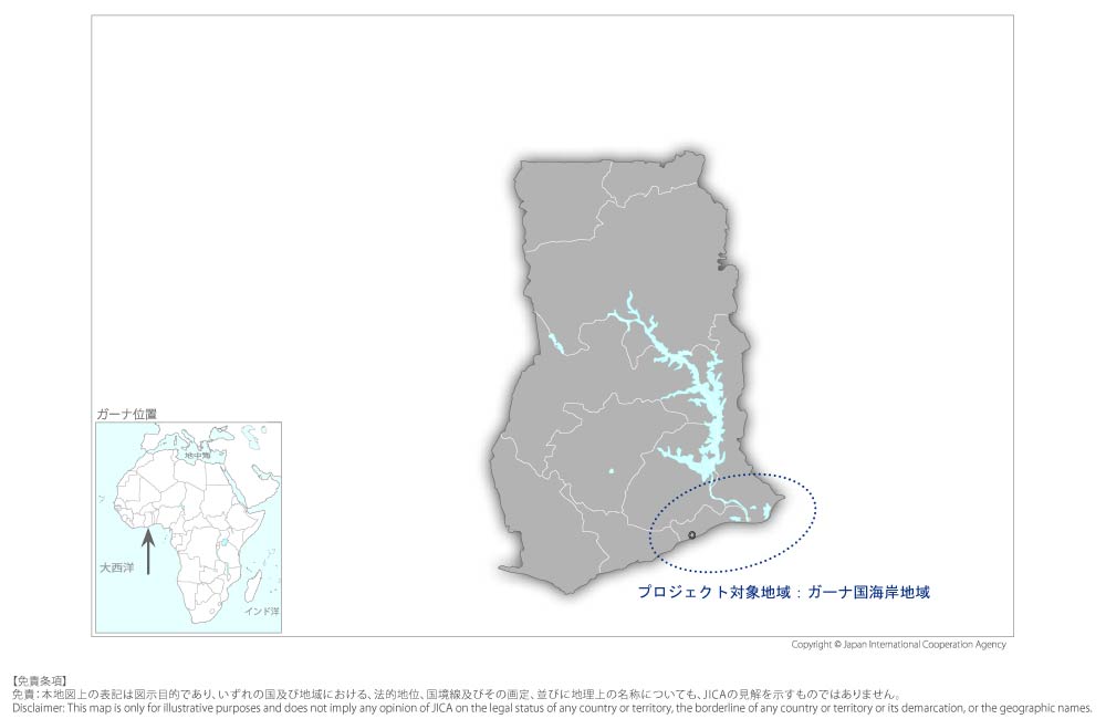 沿岸域の持続的な保全、防災、生活改善を実現する総合土砂および環境管理手法の構築の協力地域の地図