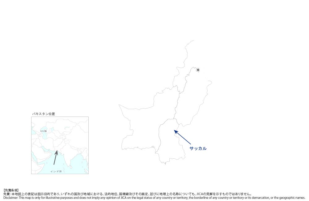 サッカル市における気象レーダー設置計画の協力地域の地図