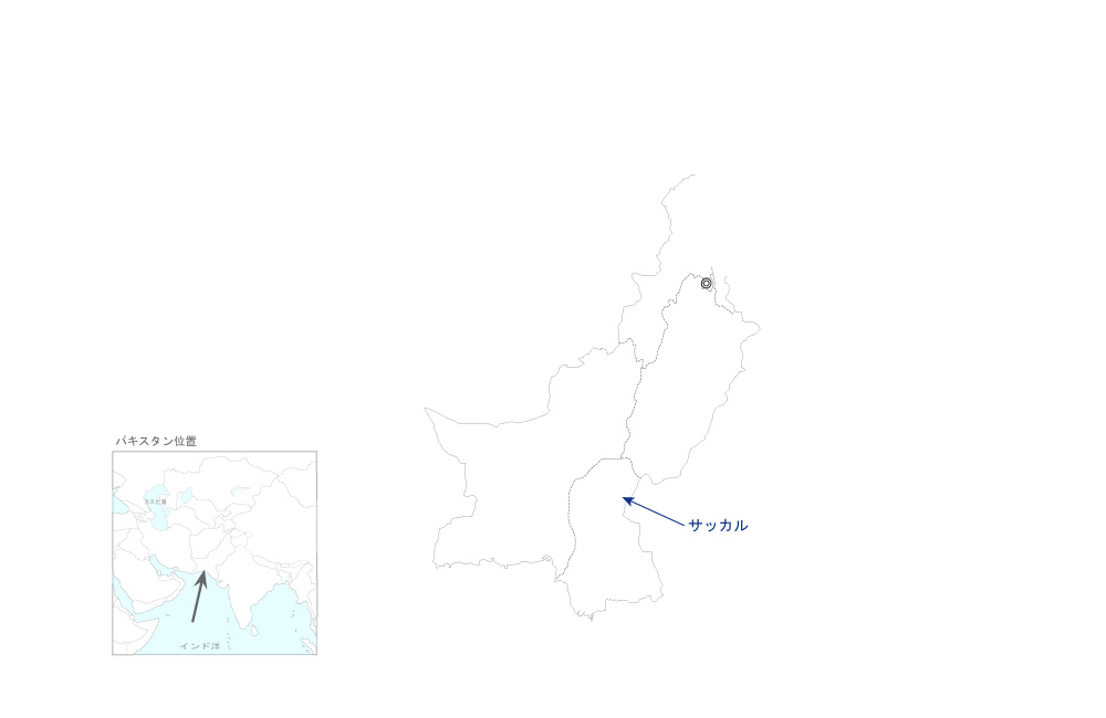 サッカル市における気象レーダー設置計画の協力地域の地図