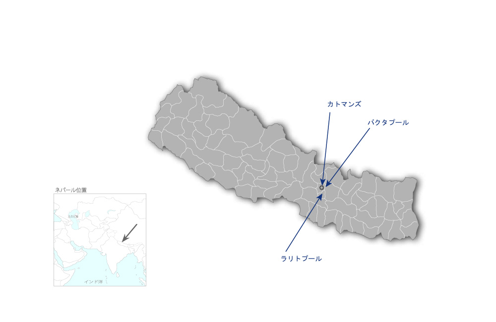 公立高次病院医療機材整備計画の協力地域の地図