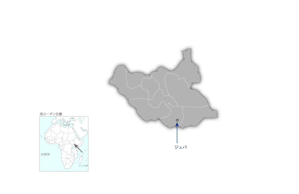 ジュバにおける廃棄物管理改善計画の協力地域の地図