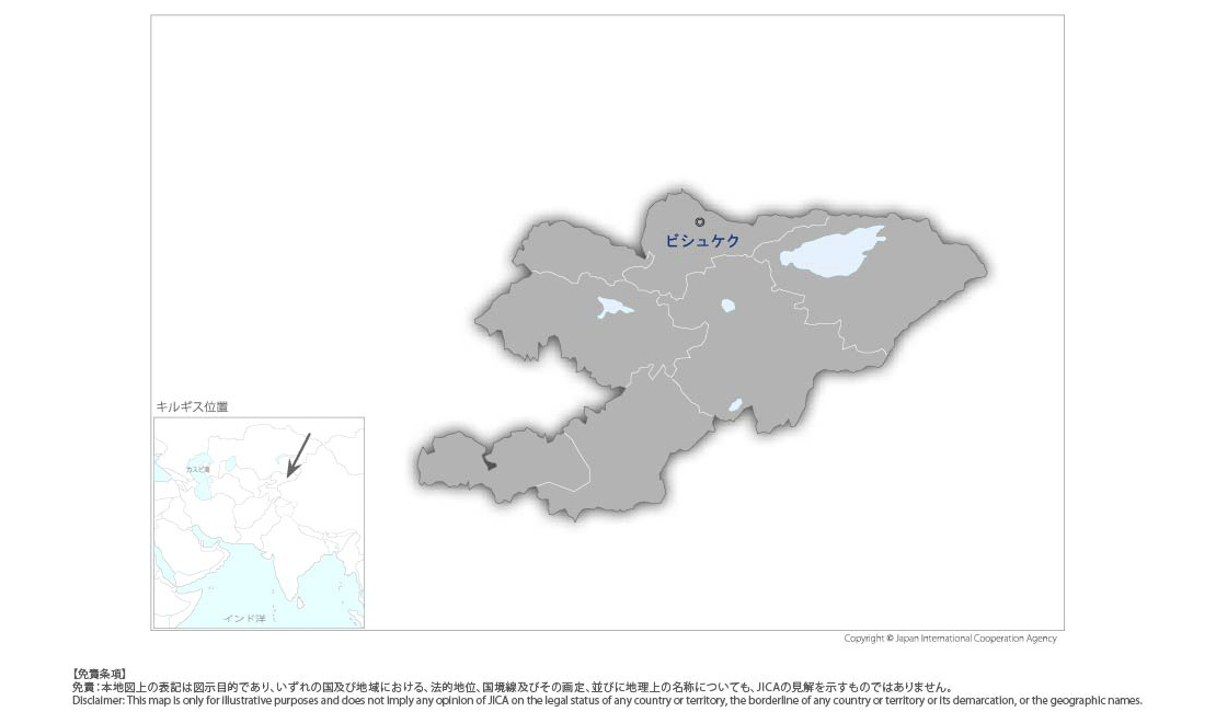 ビシュケク市およびチュイ州における医療機材整備計画の協力地域の地図