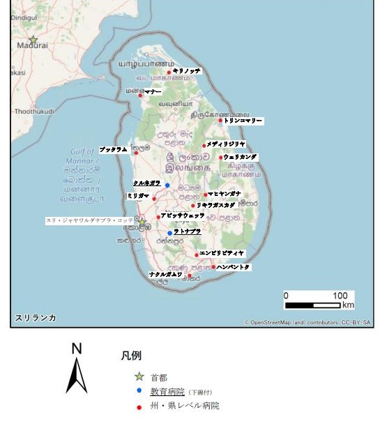 感染性廃棄物管理改善計画の協力地域の地図