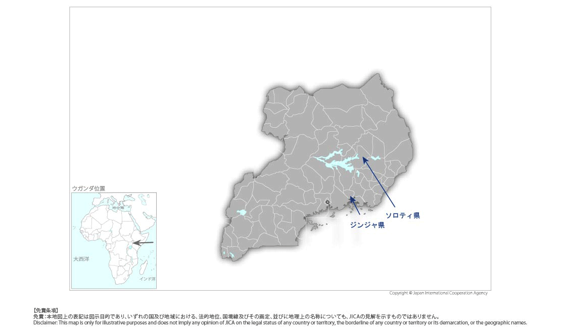 地域中核病院における医療機材整備計画の協力地域の地図