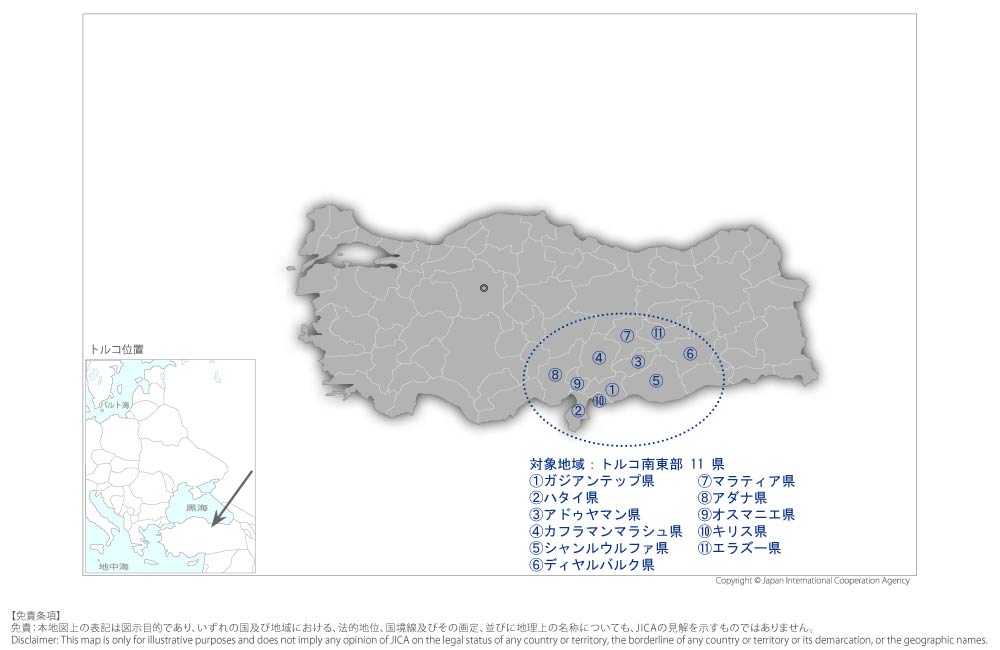 地震被災地域における復旧・復興計画の協力地域の地図