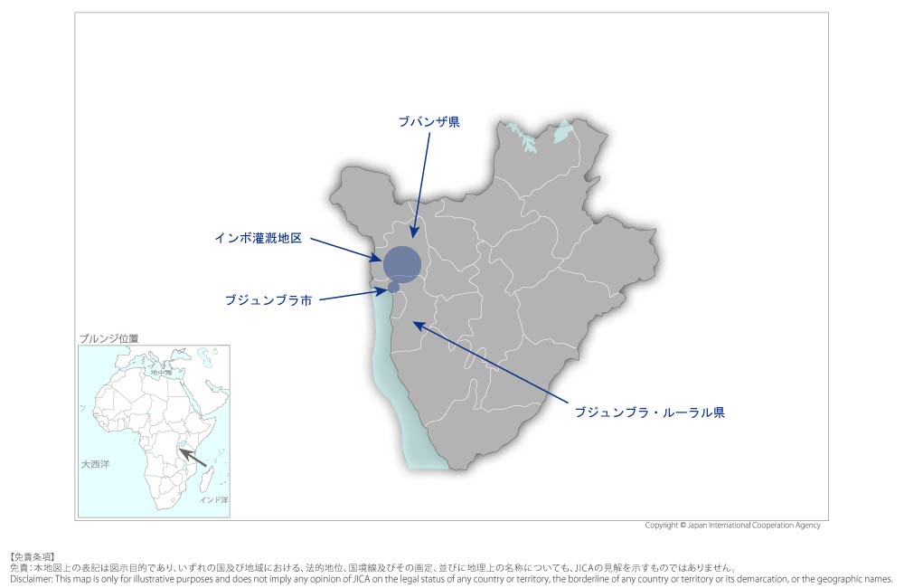 精米施設における機材整備計画の協力地域の地図