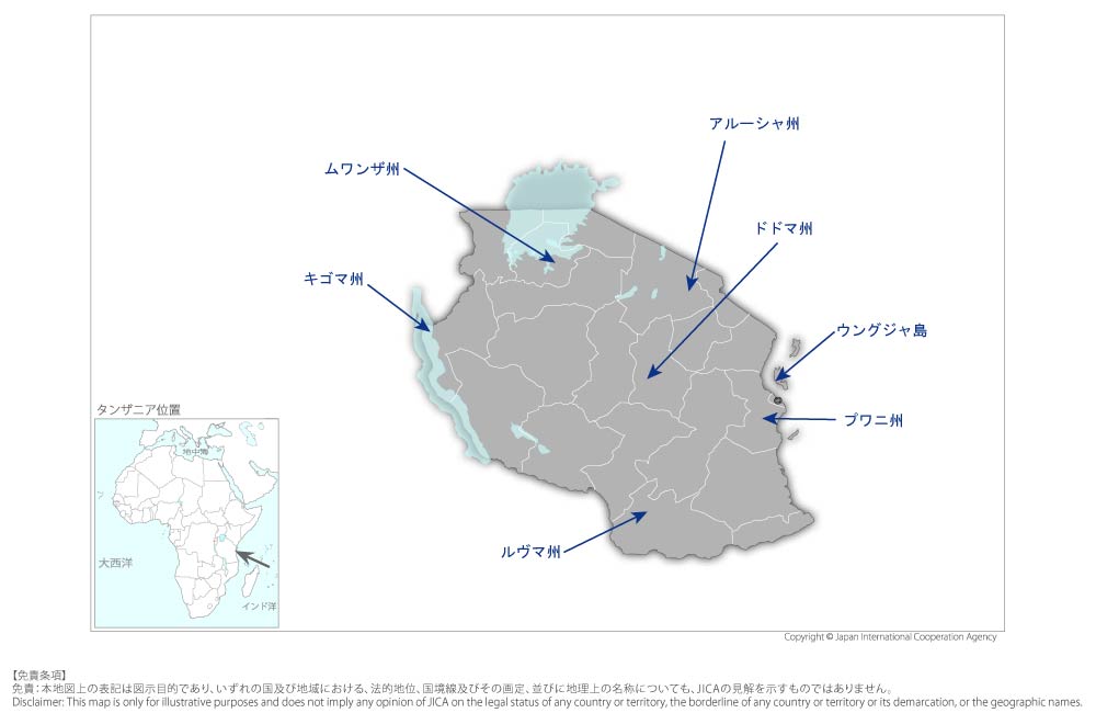 母子保健サービス強化のための医療機材整備計画の協力地域の地図