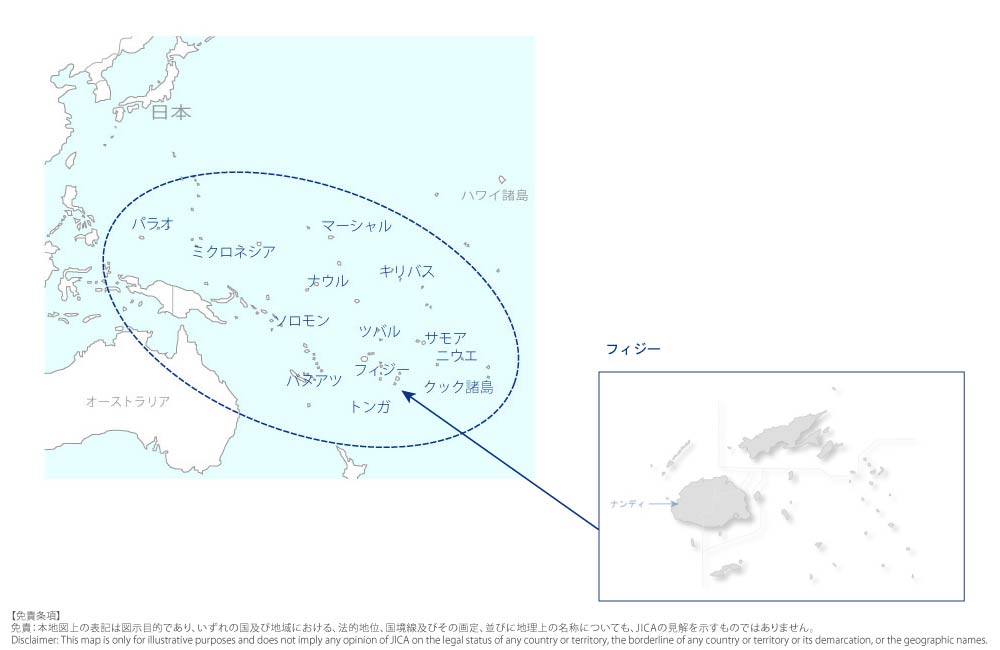太平洋諸島における気象業務向上及び災害リスク軽減のための地域拠点整備計画の協力地域の地図