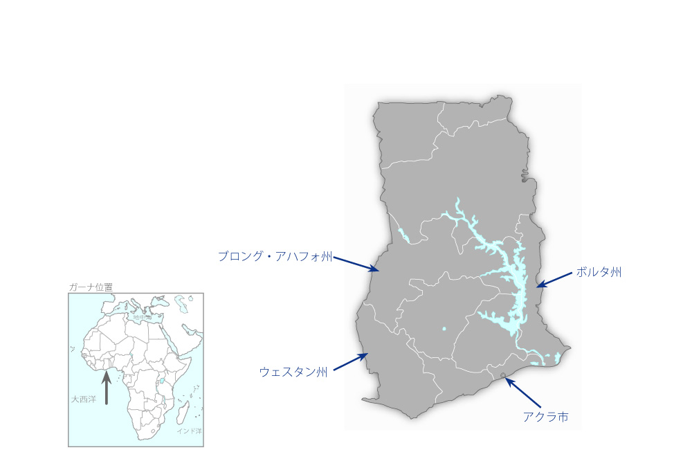 母子保健医療サービス向上プロジェクトの協力地域の地図