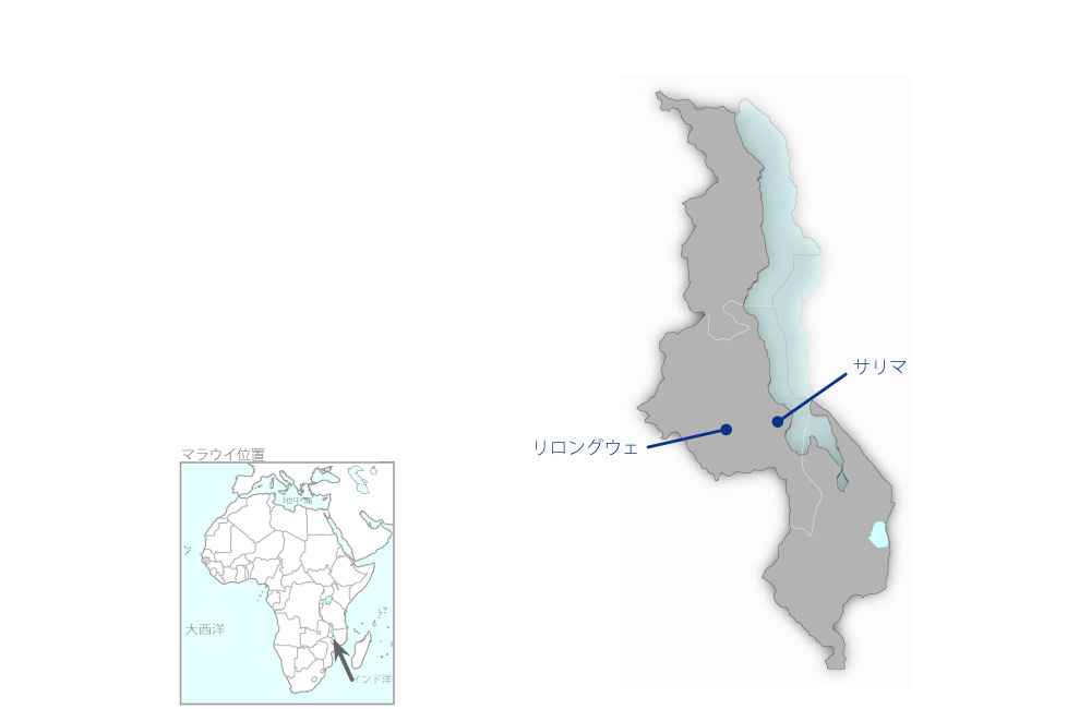 公衆衛生プロジェクトの協力地域の地図