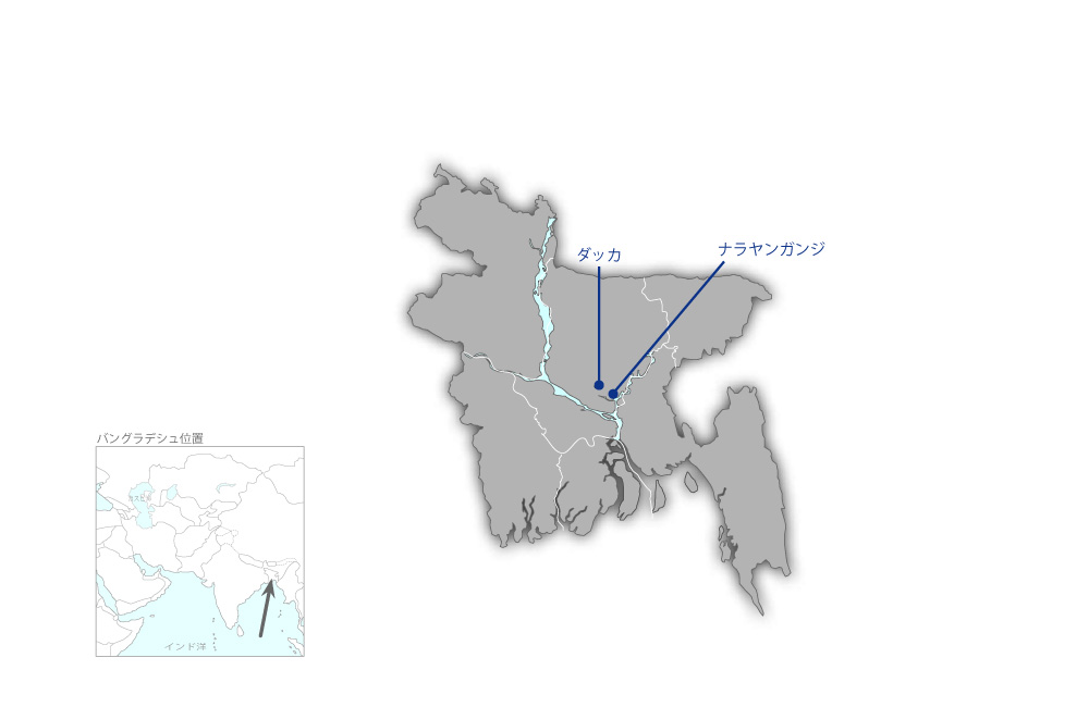 ダッカ都市交通整備事業（1号線）（第一期）の協力地域の地図